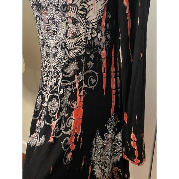 LOCAL Black Red Tie-Dye Graphic T Shirt Tunic Dress Sz L USA Goth Y2K Punk Lace - Picture 11 of 13